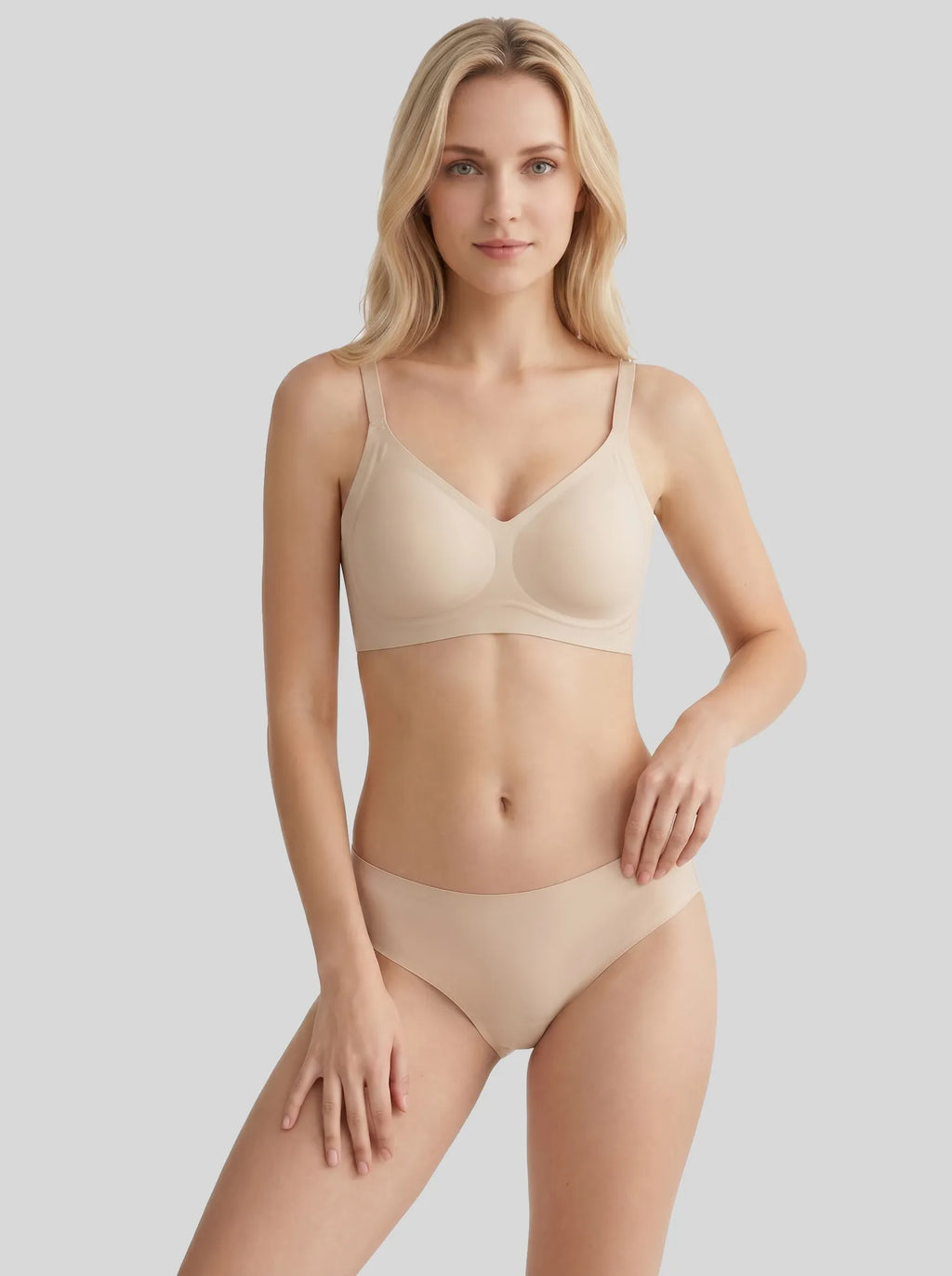 XCVIA seamless wireless bra semi-fixed cups supportive - front view