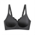 Scalloped V-Neck Wireless Push Up Bra