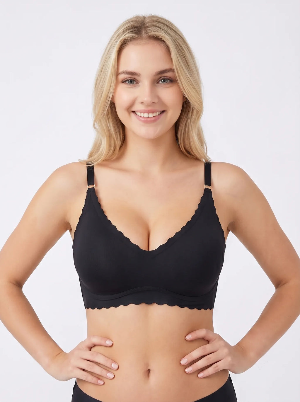 XCVIA scalloped wireless bra 3D cups - flat lay