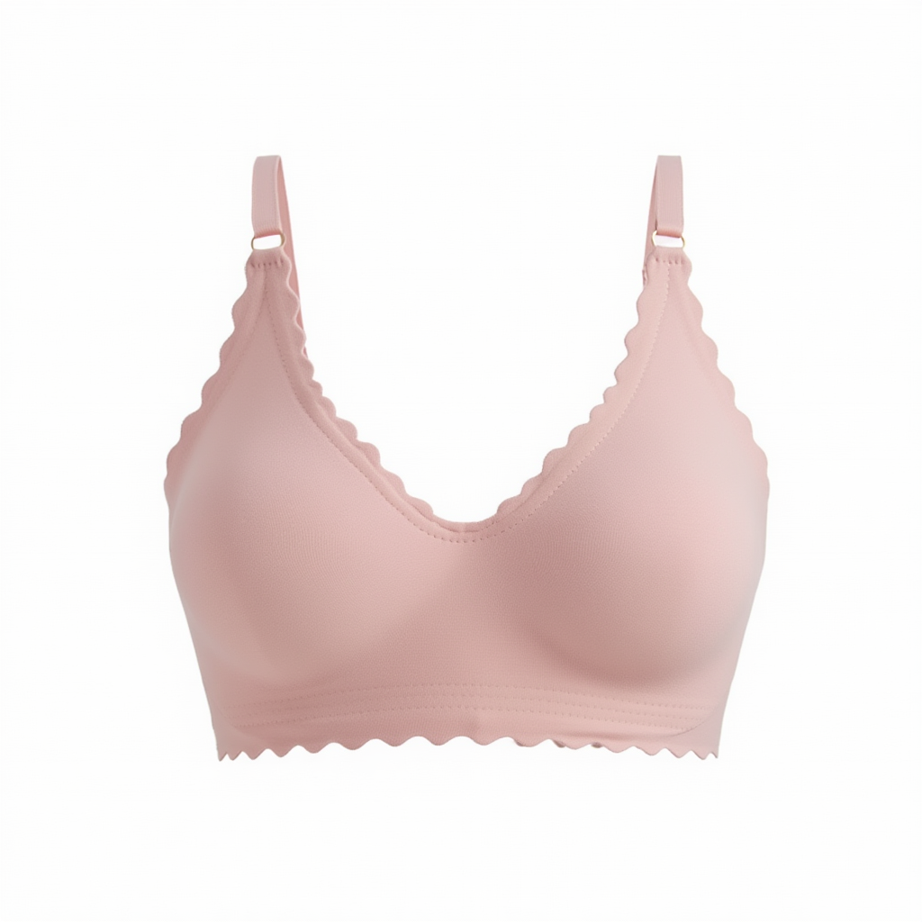Scalloped Wireless Push Up Bra