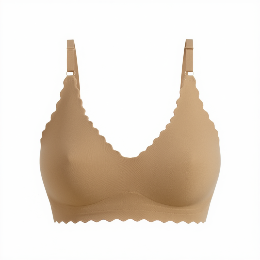 Scalloped Wireless Push Up Bra