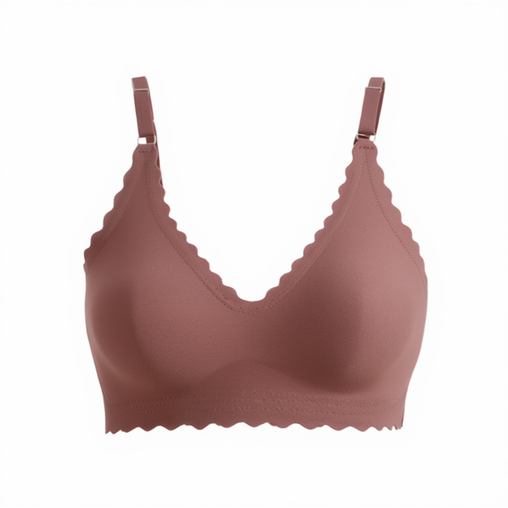Scalloped Wireless Push Up Bra