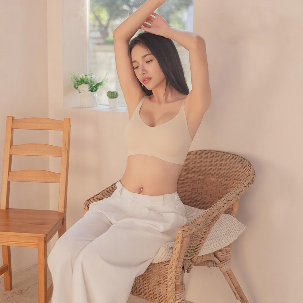 Bra Push Up Tanpa Kawat dengan Hem Bergelombang