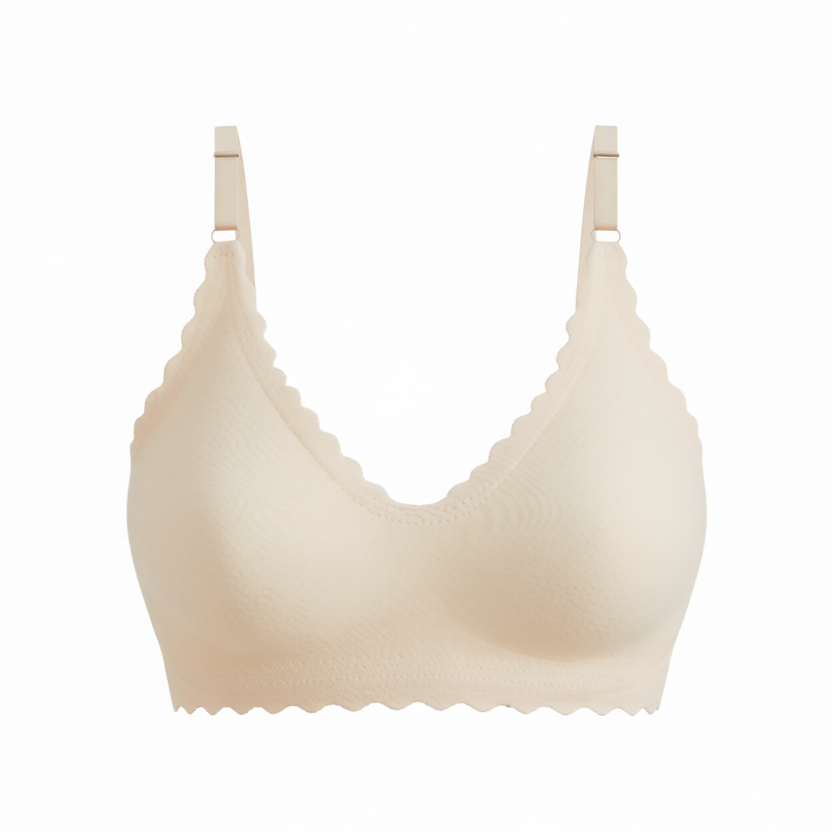 Scalloped Wireless Push Up Bra