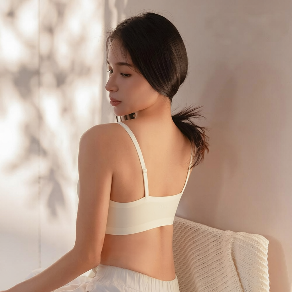 Bra Push Up Tanpa Kawat dengan Hem Bergelombang