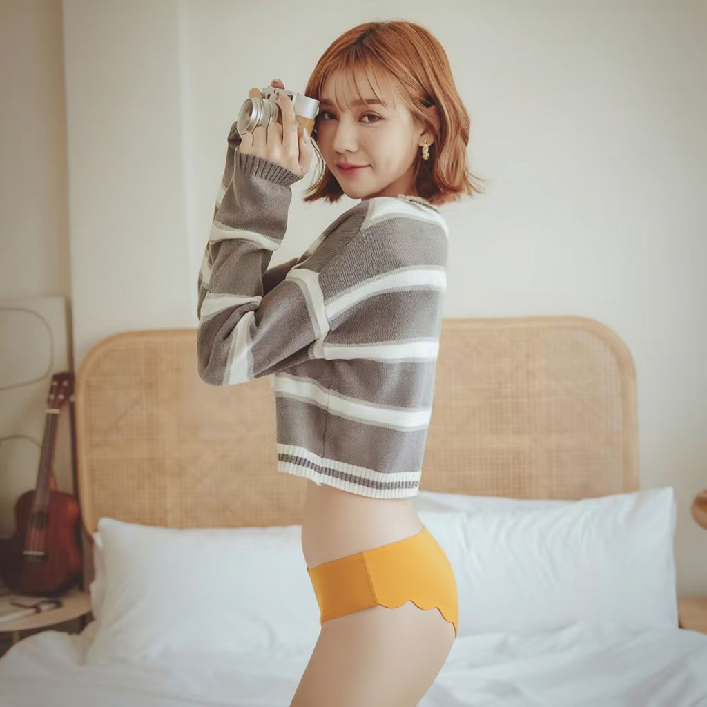 Women's High Waisted Seamless Scalloped Edge Underwear Daily Wear